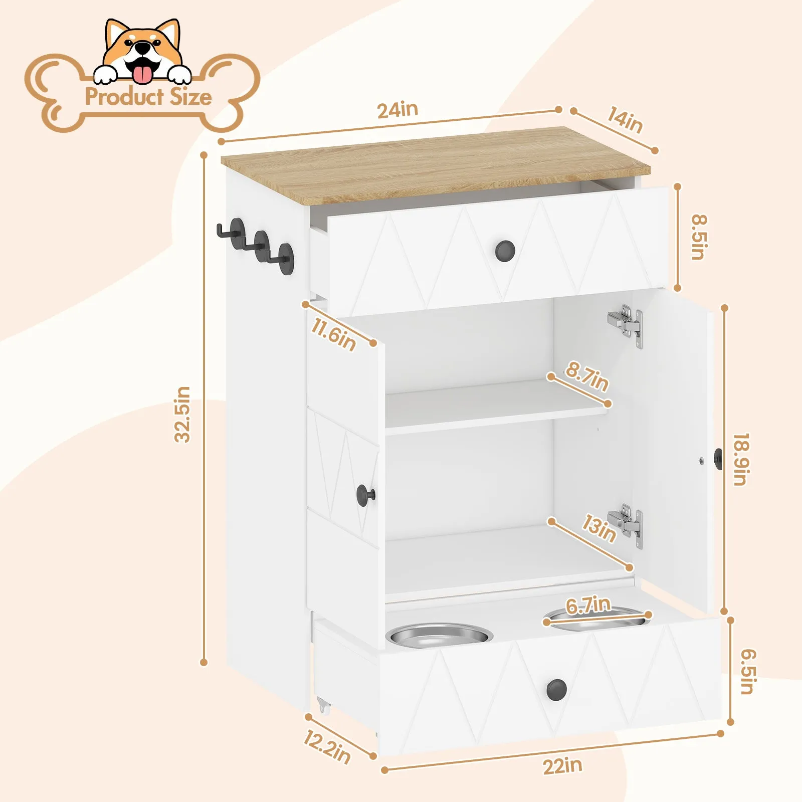 Advwin Pet Feeding Station with Storage