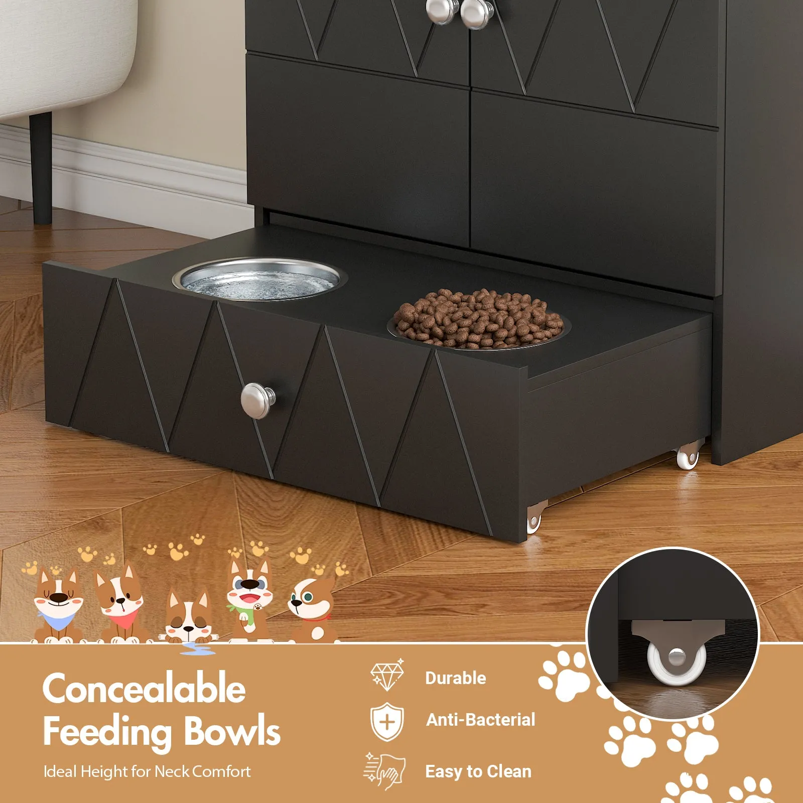 Advwin Pet Feeding Station with Storage