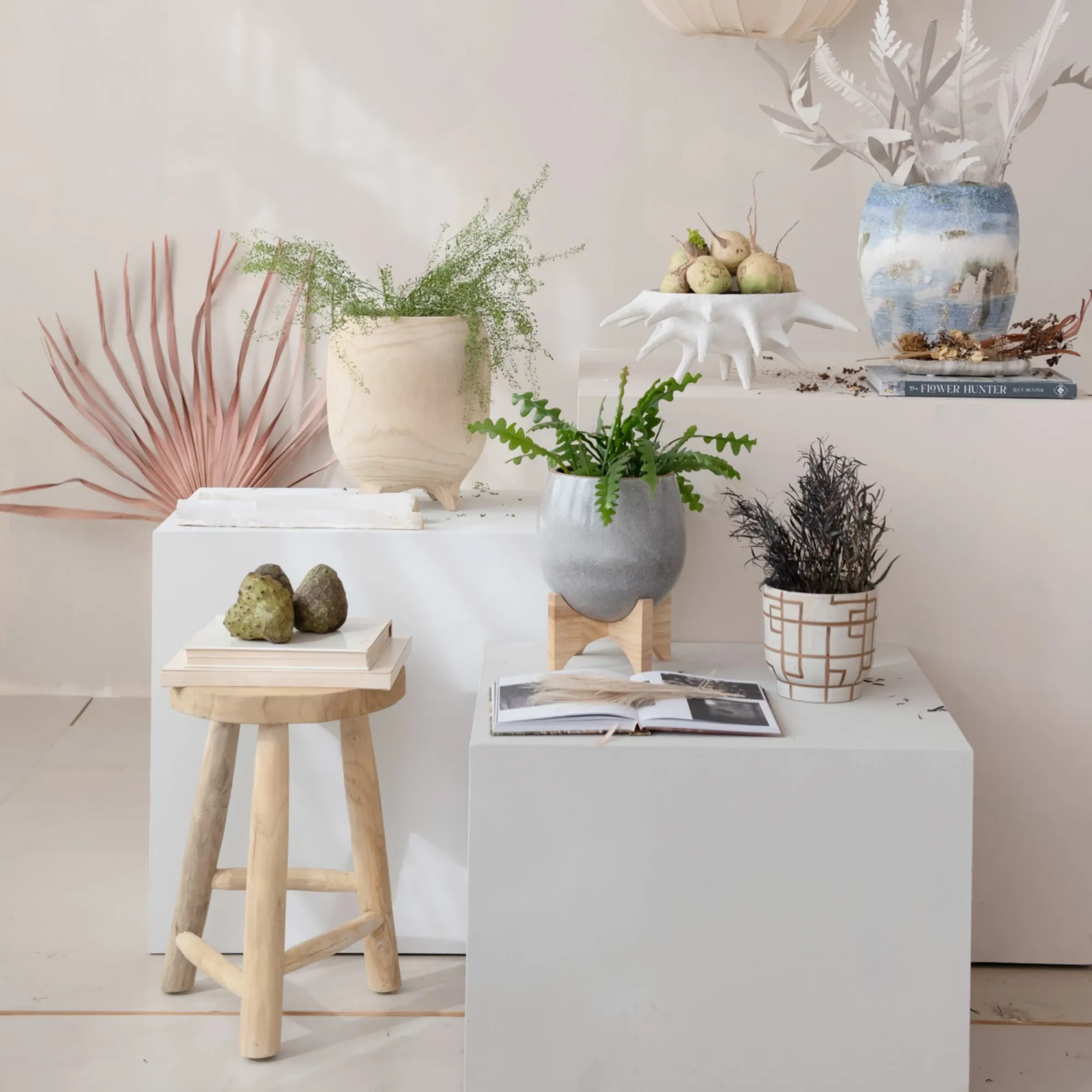 Bleached Teakwood Stool