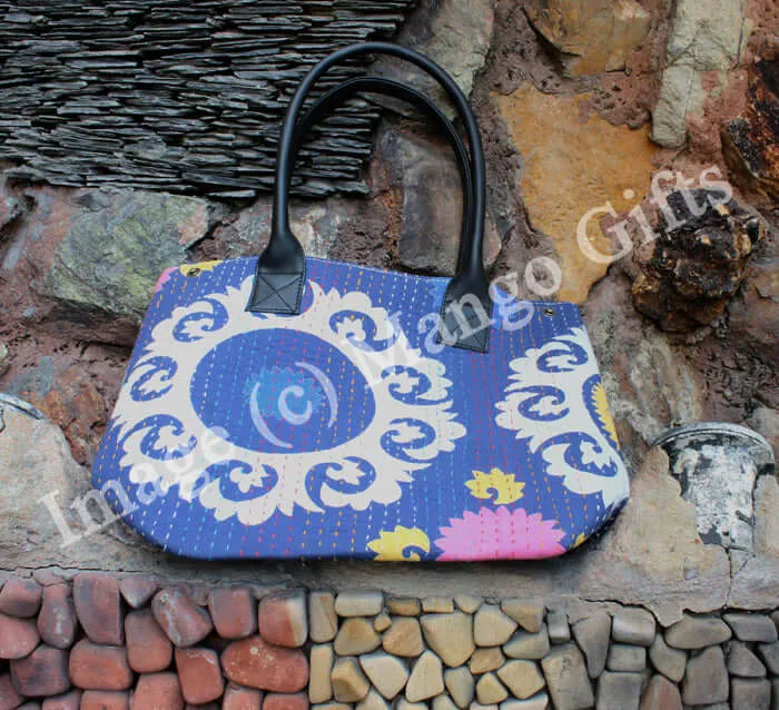 Blue Tota/Tote Bag Hand Stitch Shopping Bag