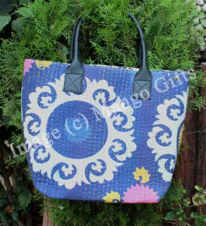 Blue Tota/Tote Bag Hand Stitch Shopping Bag