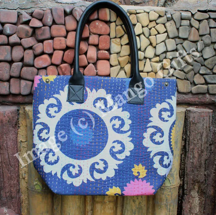 Blue Tota/Tote Bag Hand Stitch Shopping Bag