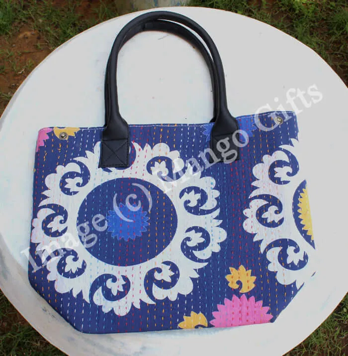 Blue Tota/Tote Bag Hand Stitch Shopping Bag