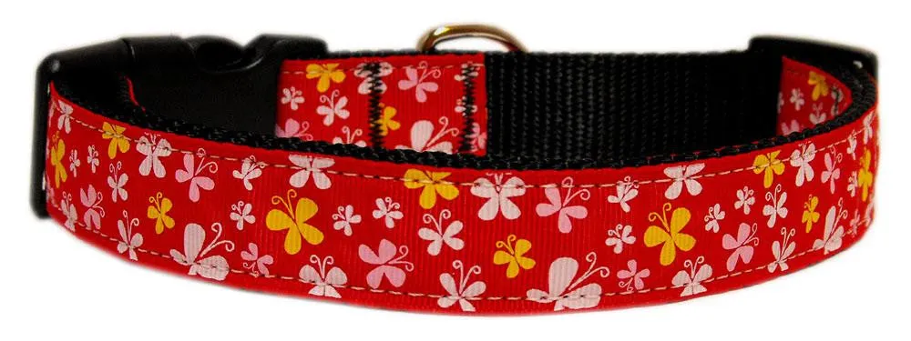 Butterfly Nylon Ribbon Collar Red XS