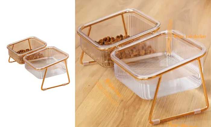 Cat Chow Transparent Double Cat Bowl - Rex