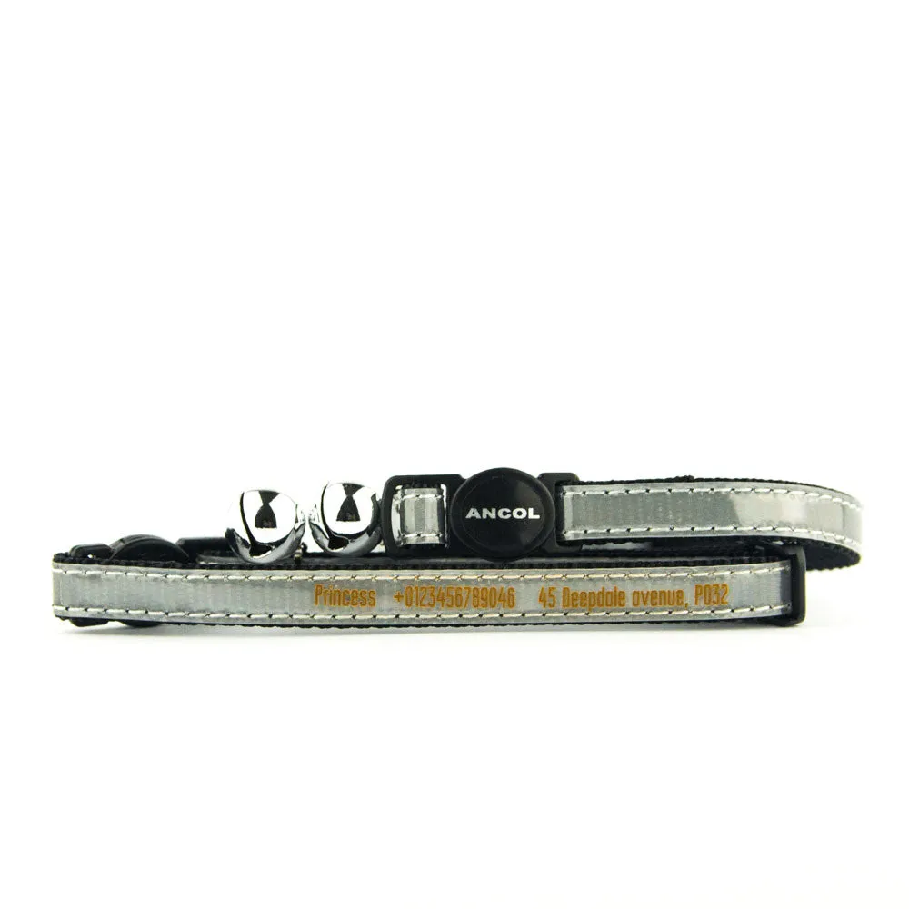 Cat Collar, Personalised, Gloss Reflective, Break Away, Safety Buckle, Engraved