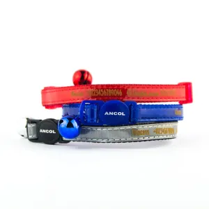 Cat Collar, Personalised, Gloss Reflective, Break Away, Safety Buckle, Engraved