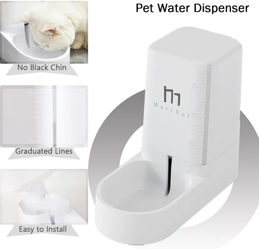 Cat Dog Feeder and Waterer Pet Self-Dispensing, Cat Food Dispenser, Automatic Cat Feeders, Outdoor Sun Protection Design Gravity Food Feeder and Waterer Set (Feeder Waterer)