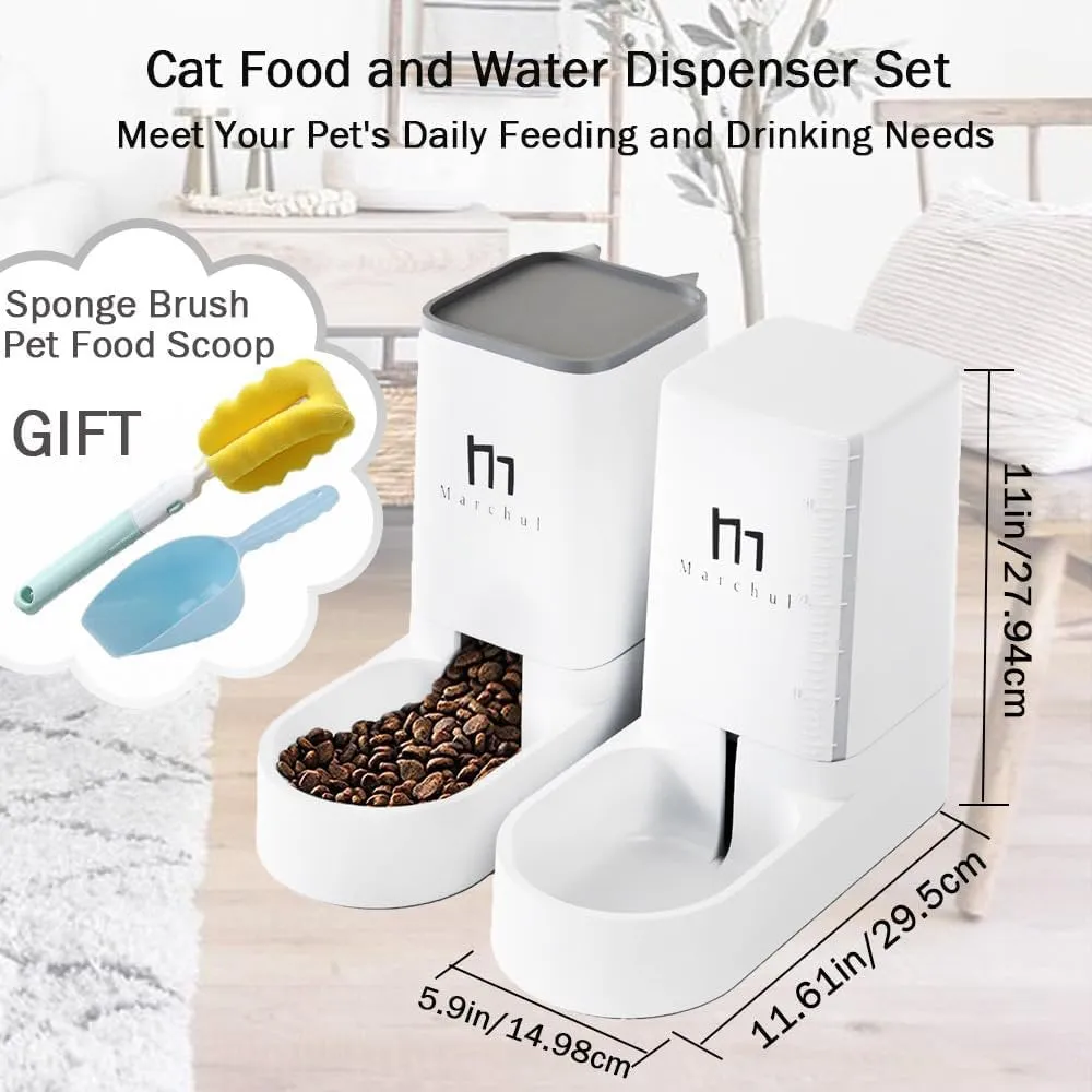 Cat Dog Feeder and Waterer Pet Self-Dispensing, Cat Food Dispenser, Automatic Cat Feeders, Outdoor Sun Protection Design Gravity Food Feeder and Waterer Set (Feeder Waterer)