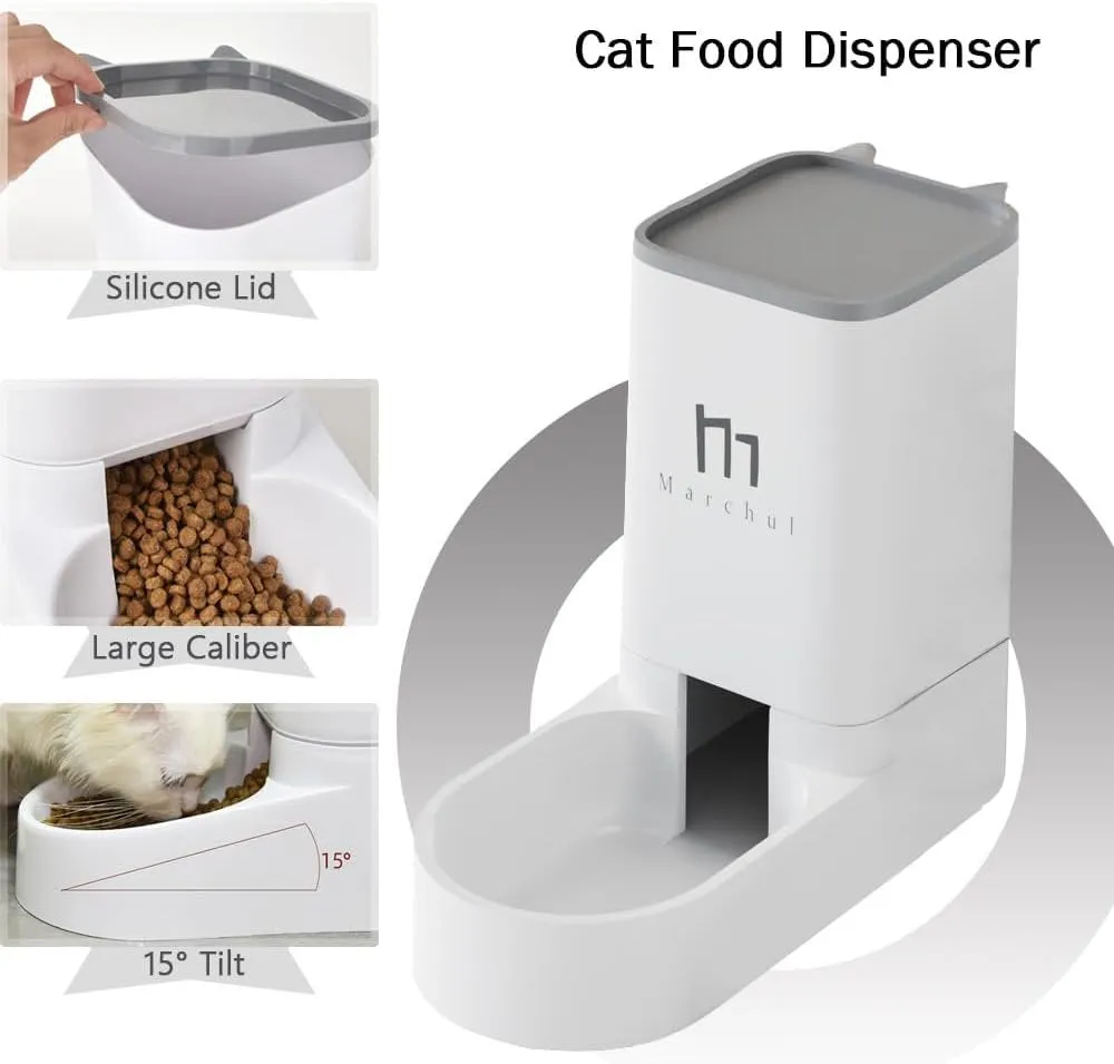 Cat Dog Feeder and Waterer Pet Self-Dispensing, Cat Food Dispenser, Automatic Cat Feeders, Outdoor Sun Protection Design Gravity Food Feeder and Waterer Set (Feeder Waterer)