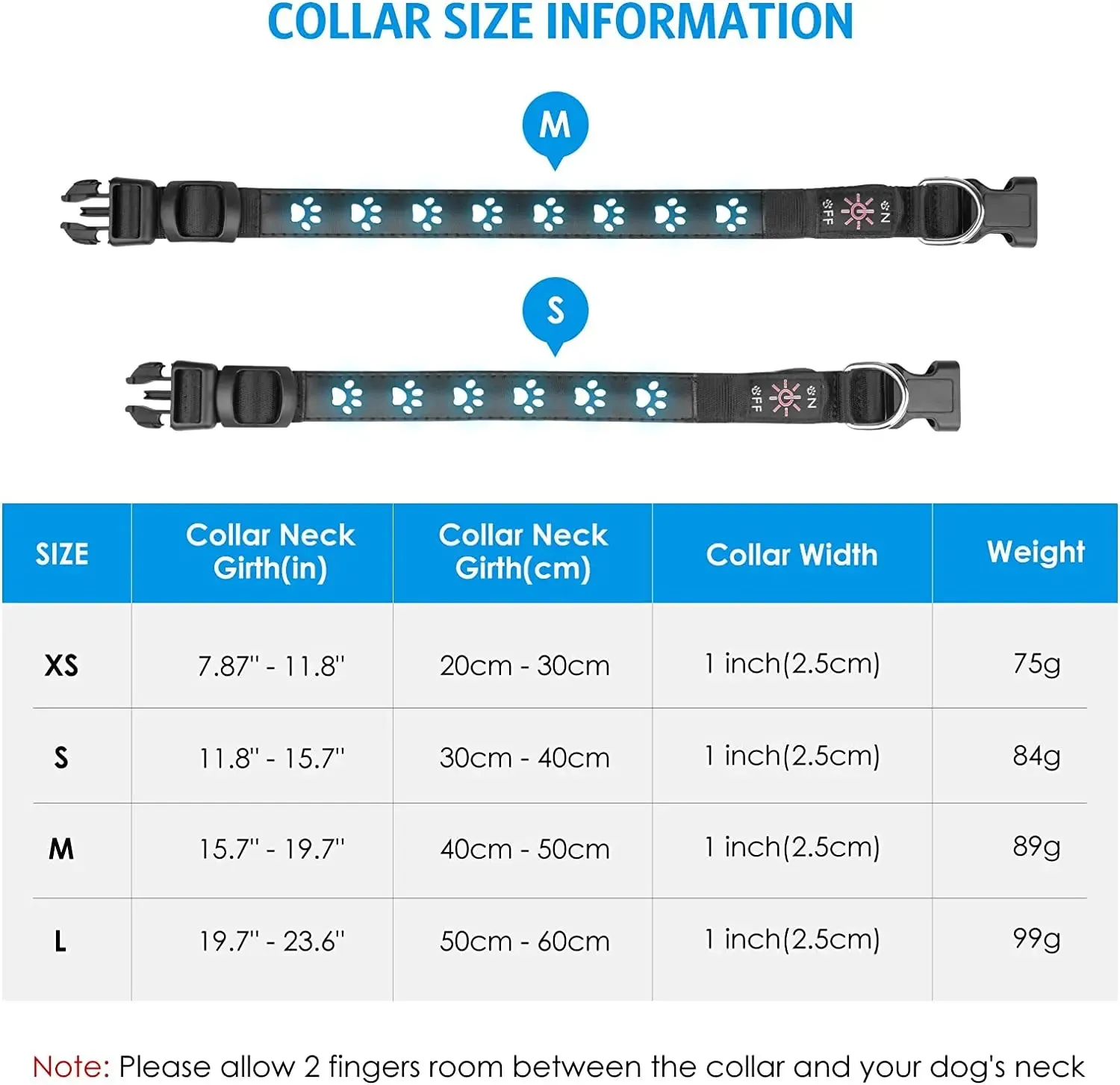 CC SIMON Rechargeable LED Dog Collar - Enhanced Night Safety with Multiple Flash Modes