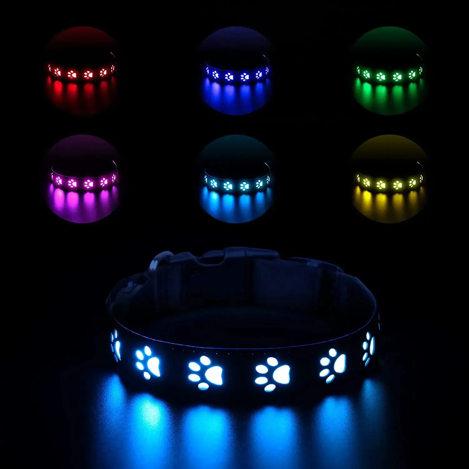 CC SIMON Rechargeable LED Dog Collar - Enhanced Night Safety with Multiple Flash Modes