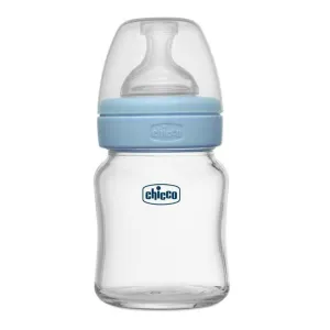 Chicco Well-Being Glass Feeding Bottle for Babies (Slow Flow) - 120ml, 0 months & above