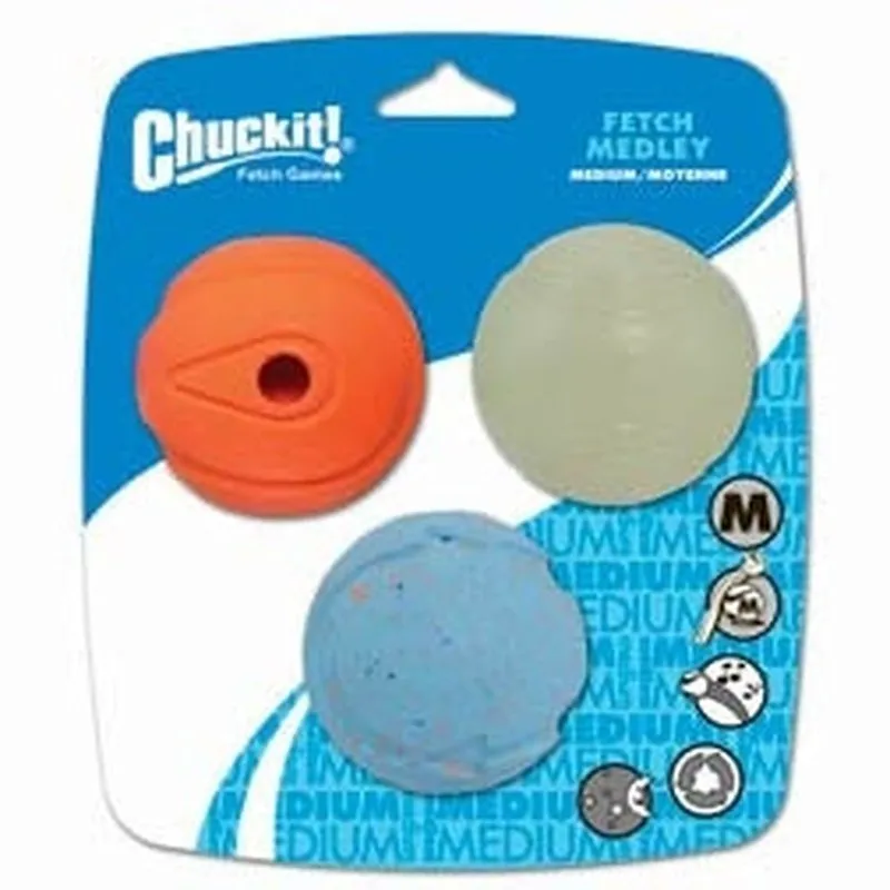 Chuckit Fetch Medley Ball Set of 3 - 2.5" Medium