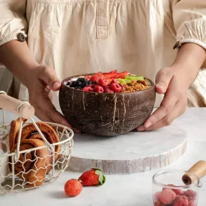 Coconut Bowls & Wooden Spoon Combo