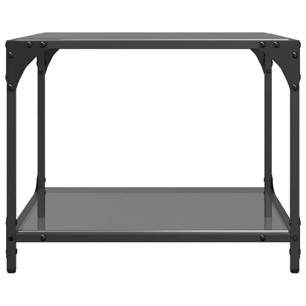 Coffee Table with Black Glass Top 50x50x40 cm Steel