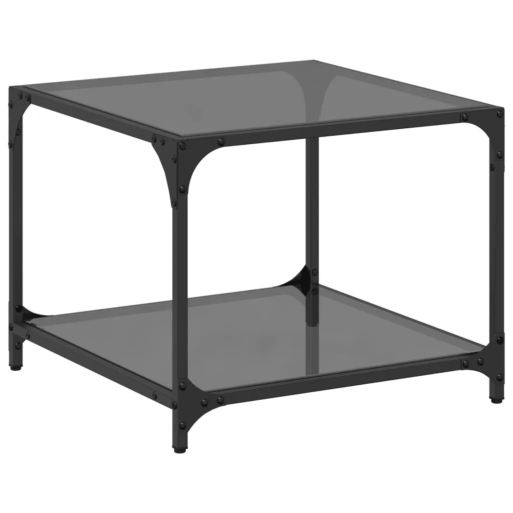 Coffee Table with Black Glass Top 50x50x40 cm Steel