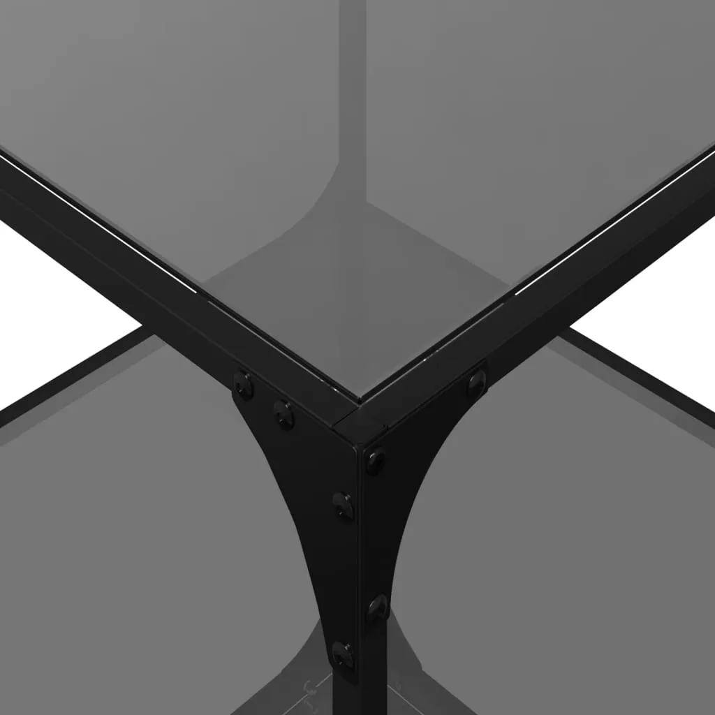 Coffee Table with Black Glass Top 50x50x40 cm Steel