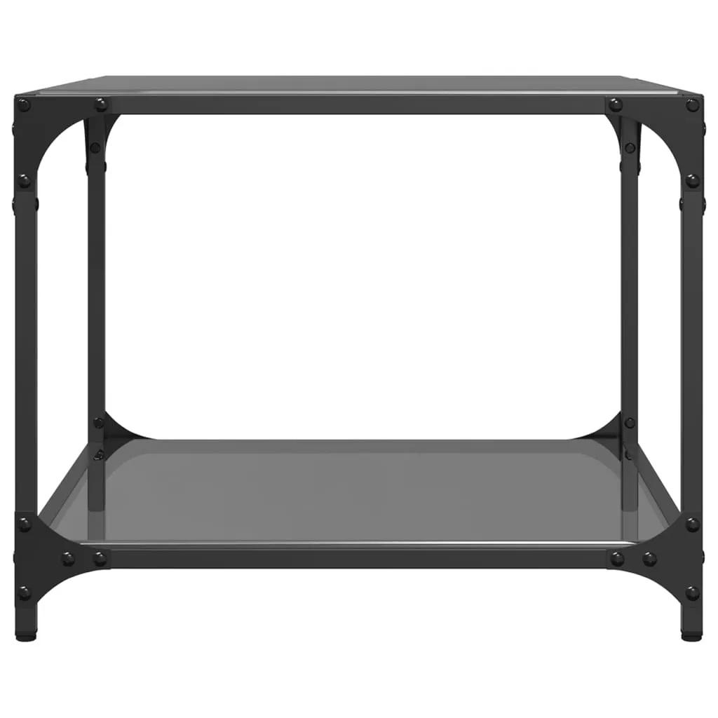 Coffee Table with Black Glass Top 50x50x40 cm Steel