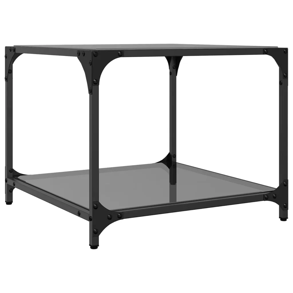 Coffee Table with Black Glass Top 50x50x40 cm Steel