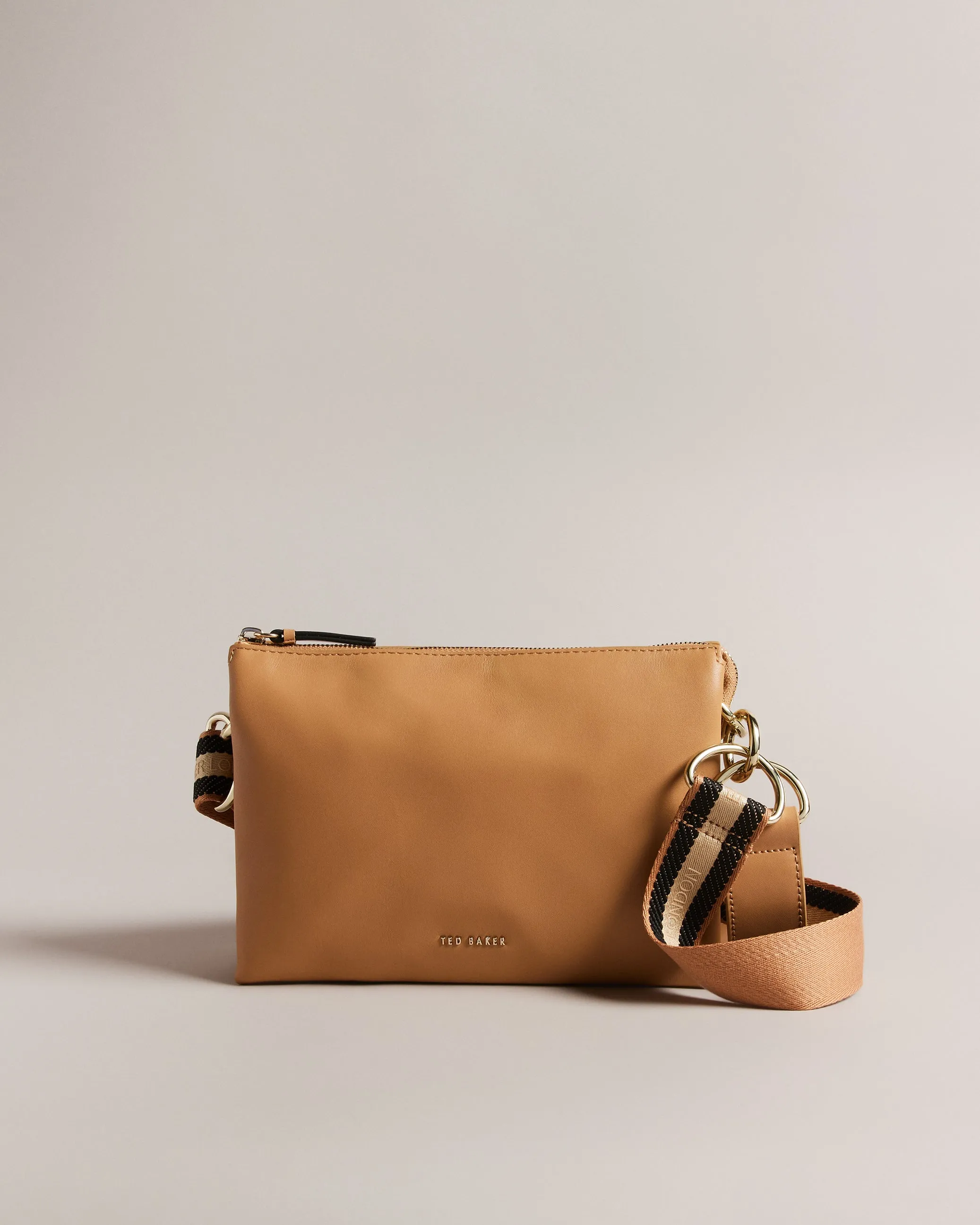 Darceyy Branded Webbing Crossbody Bag Taupe