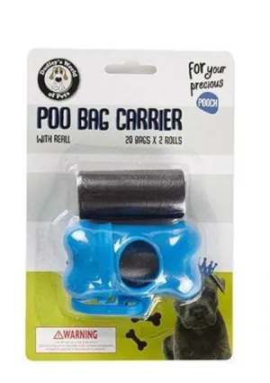 Dog Poo Bag Carrier & 40 Poo Bags Refill