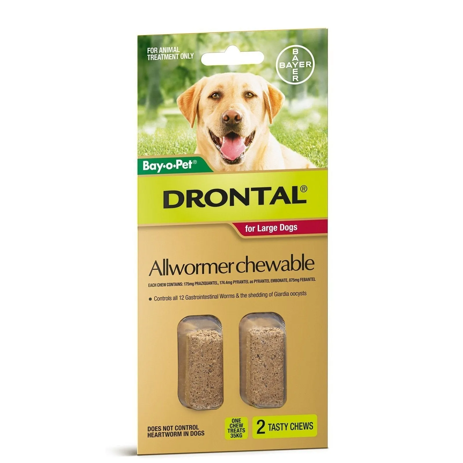 Drontal Allwormer Chewables for Large Dogs 10-35kg 2 Pack