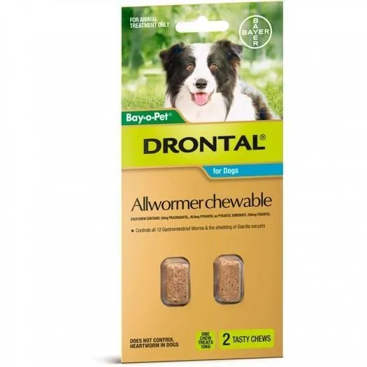 Drontal Allwormer Chewables for Medium Dogs 3-10kg 2 Pack