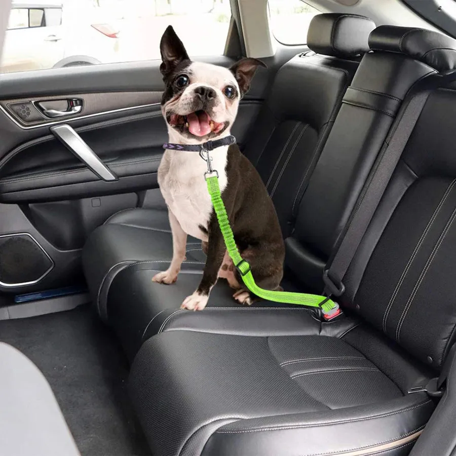 Elastic Reflective Safety Dog Seat Belt Leash for Car Travel