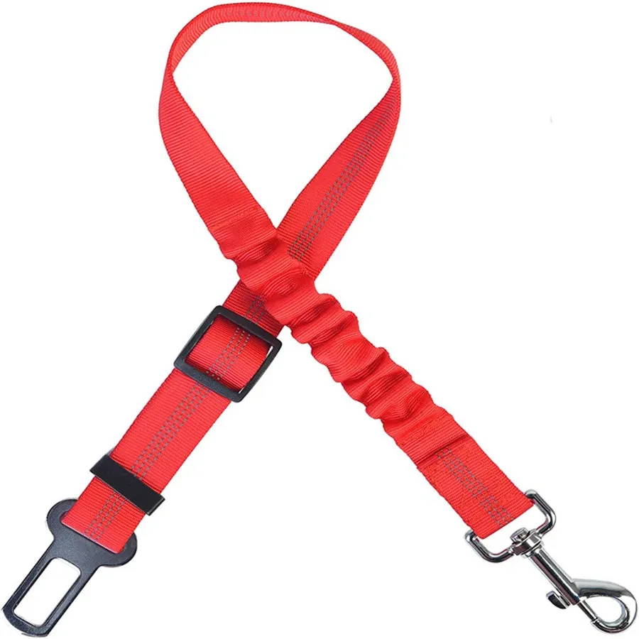 Elastic Reflective Safety Dog Seat Belt Leash for Car Travel