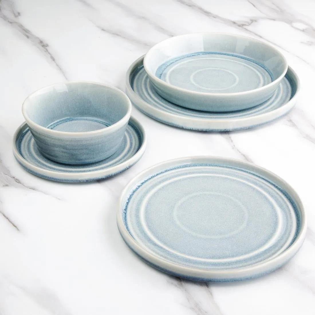 FB565 Olympia Cavolo Flat Round Bowls Ice Blue 143mm (Pack of 6)