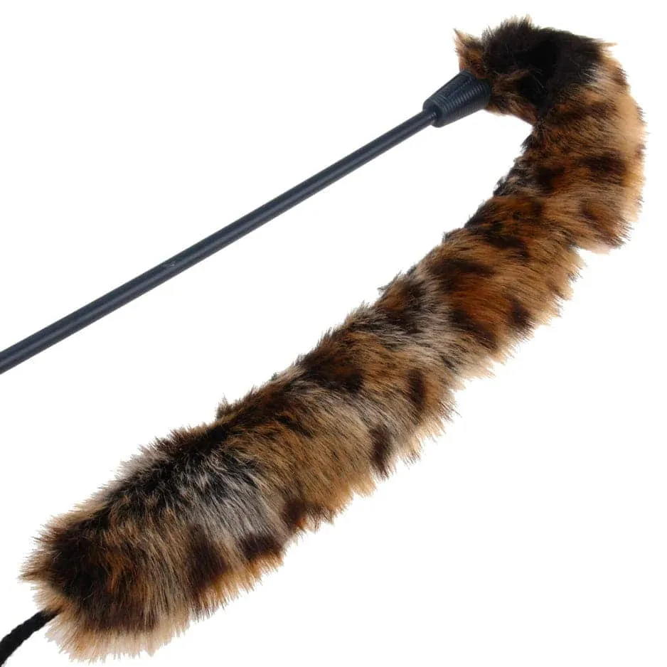 GiGwi Feather Teaser Catwand with Natural Feather Plush Tail Toy for Cats (Red/Natural)