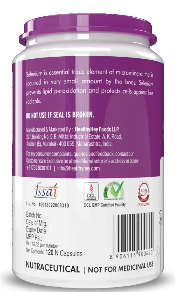 HealthyHey Nutrition Selenium & Natural Vitamin E   Green Tea, Supports Immune Health - 120 Veg Capsules