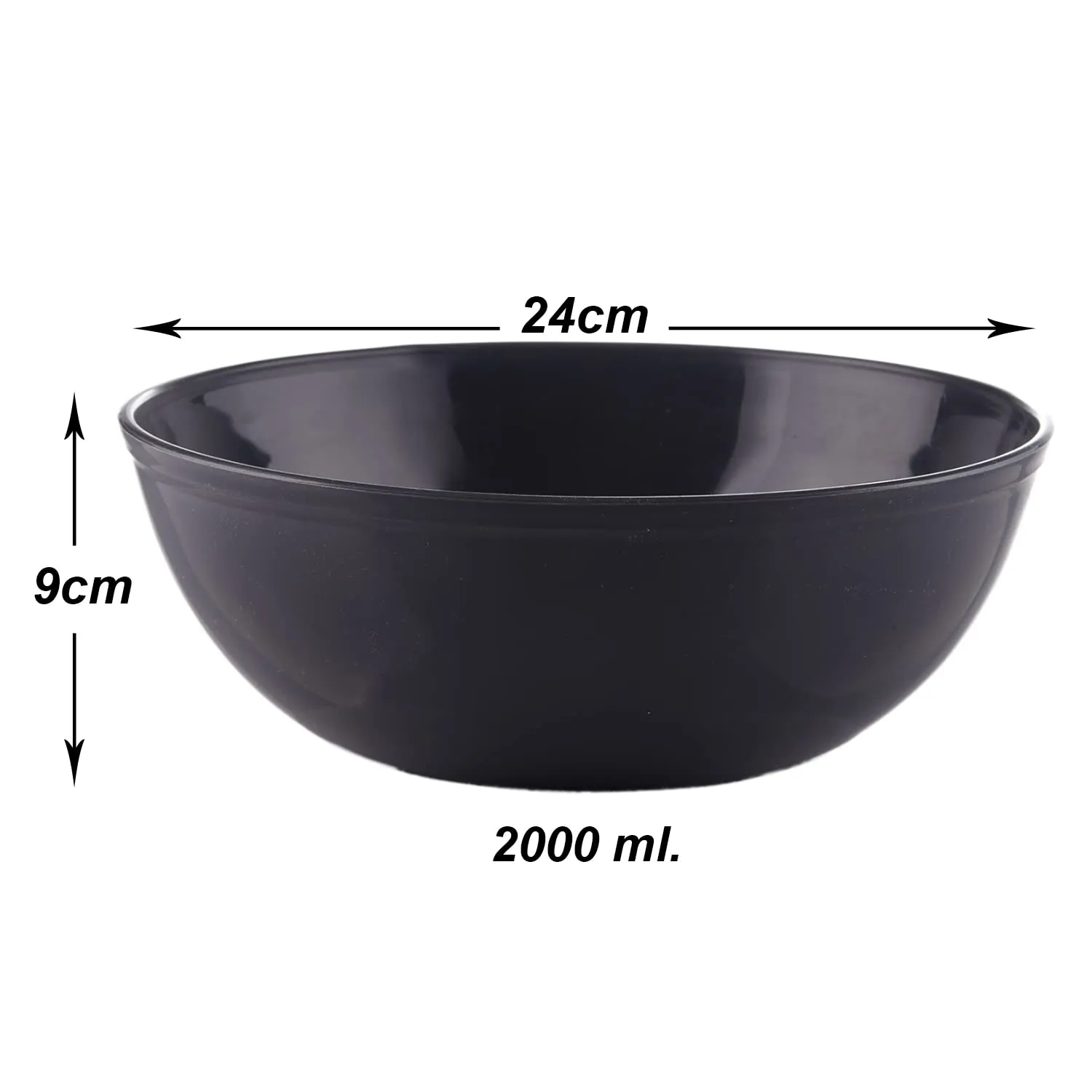 Heart Home Bowls|Plastic Dishwasher Safe Bowl|Multipurpose Serving Bowls|Bowls for Kitchen|Microwave Safe Bowls for Salad|Soup|Pasta|2000 ML|Pack of 2 (Grey)