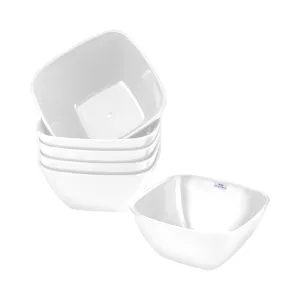 Heart Home Bowls|Plastic Serving Square Bowls|Katori for Kitchen|Microwave Safe Bowls for Rice|Soup|Pasta|250 ML|Pack of 6 (White)