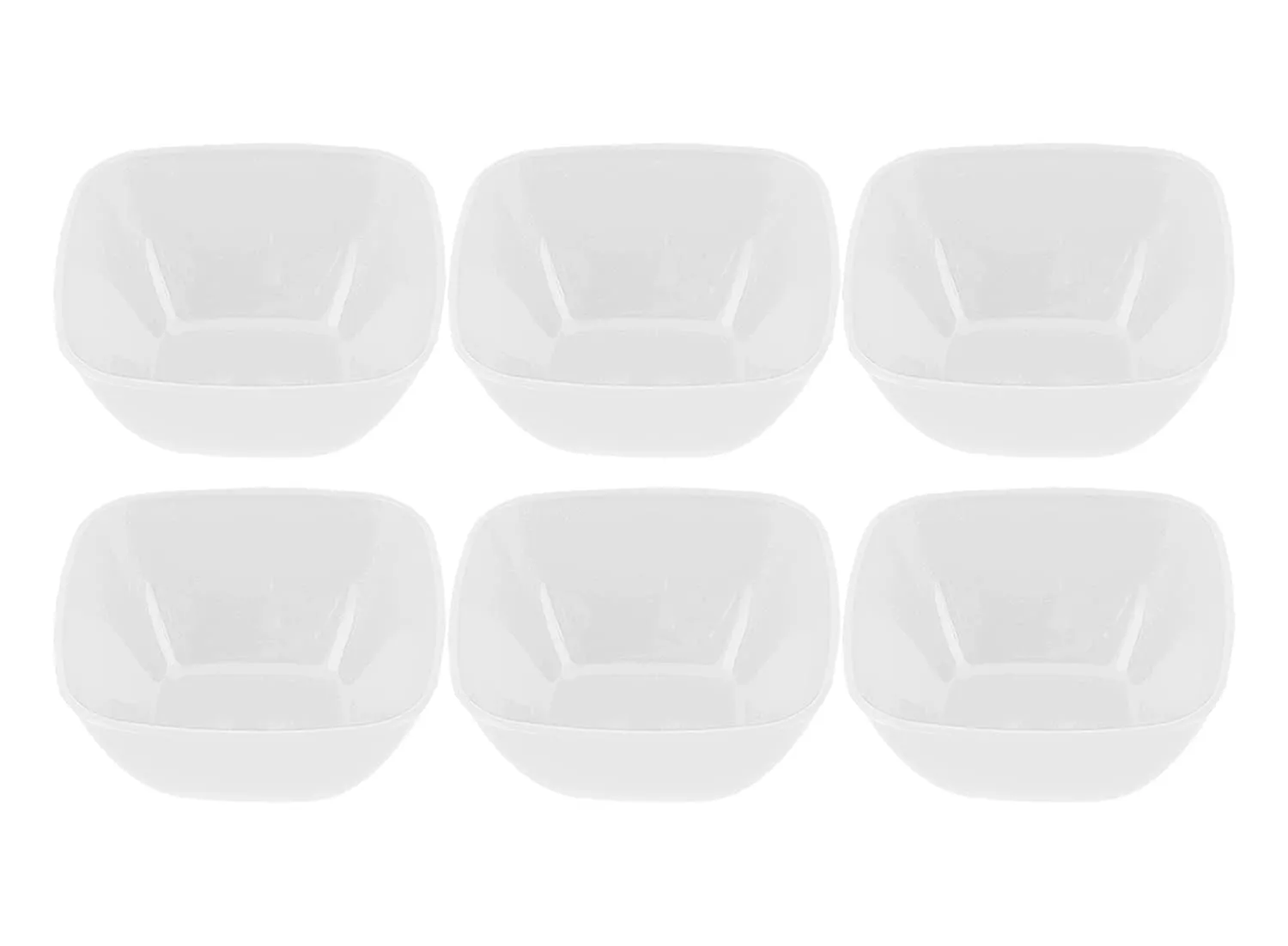 Heart Home Bowls|Plastic Serving Square Bowls|Katori for Kitchen|Microwave Safe Bowls for Rice|Soup|Pasta|250 ML|Pack of 6 (White)