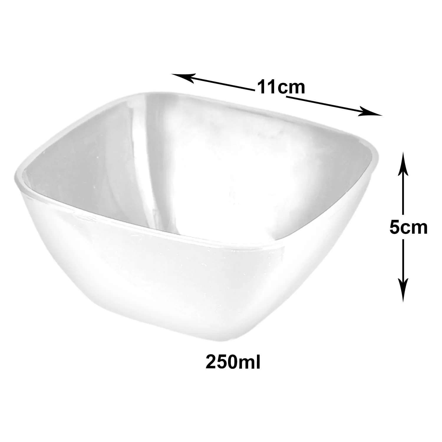 Heart Home Bowls|Plastic Serving Square Bowls|Katori for Kitchen|Microwave Safe Bowls for Rice|Soup|Pasta|250 ML|Pack of 6 (White)