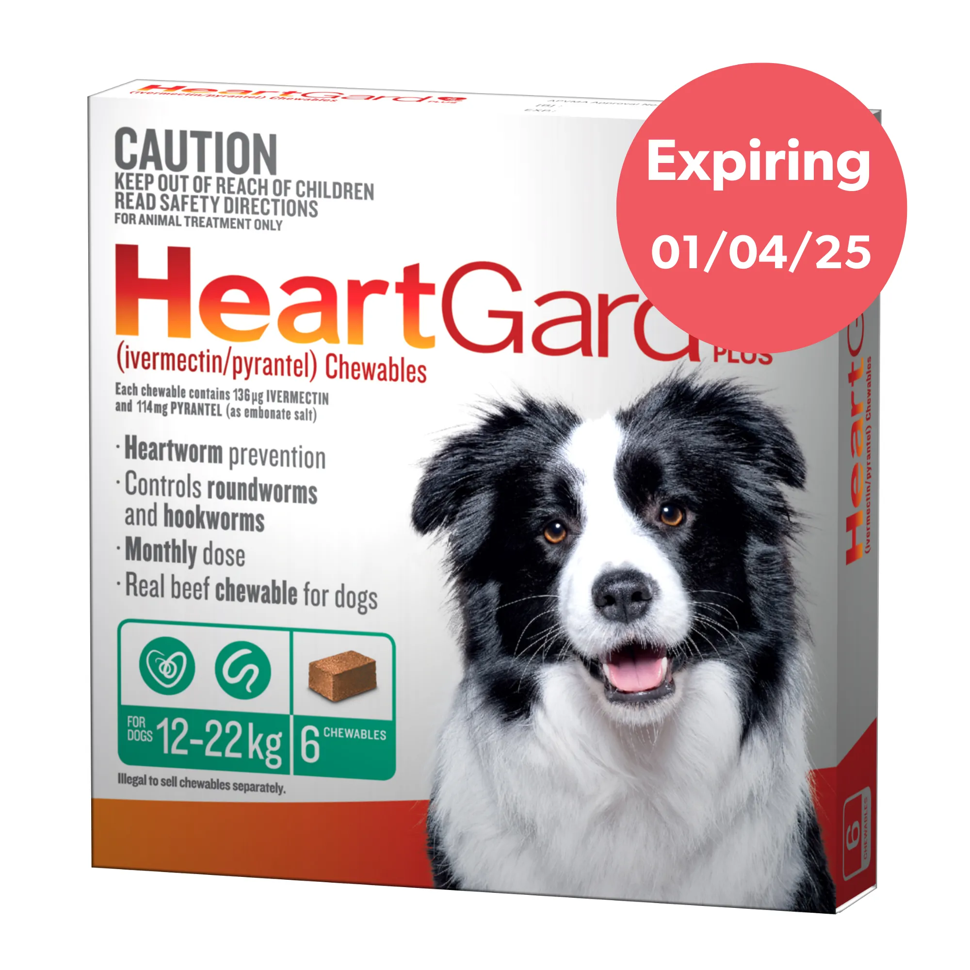 Heartgard Plus Chews For Dogs 12-22kg 6 Pack