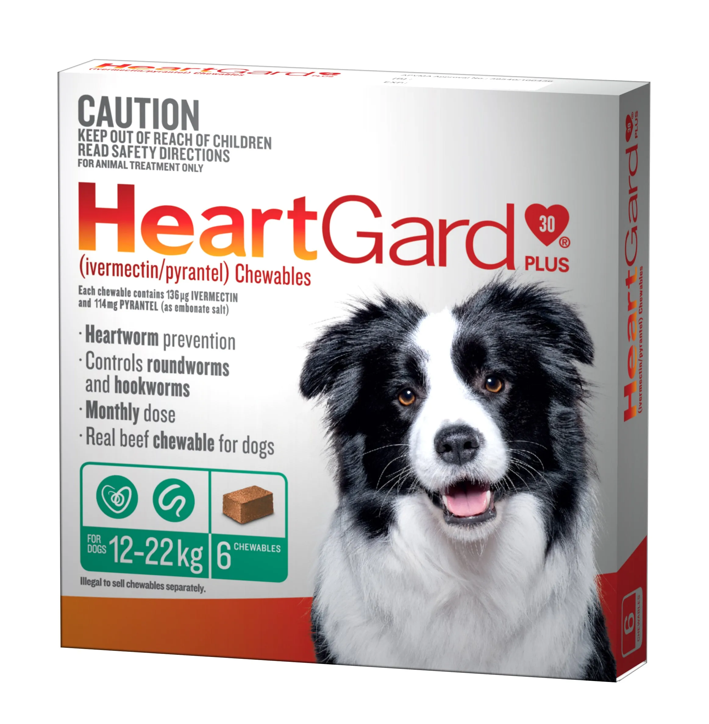 Heartgard Plus Chews For Dogs 12-22kg 6 Pack