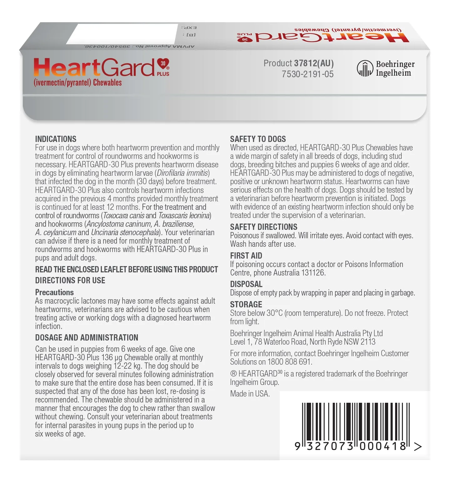 Heartgard Plus Chews For Dogs 12-22kg 6 Pack