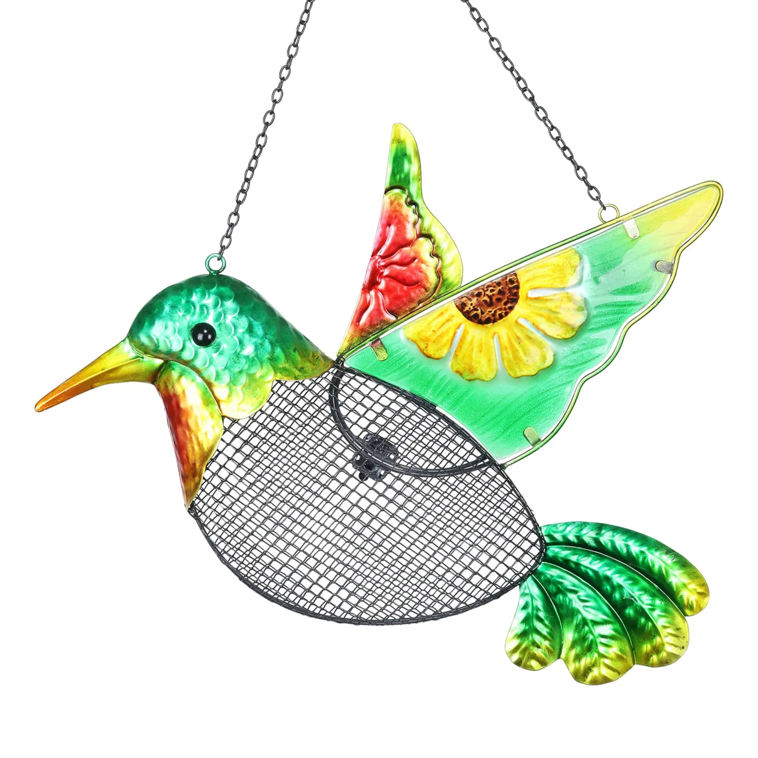 Hummingbird Bird Feeder With Metal Mesh Basket, 15 by 18 Inches