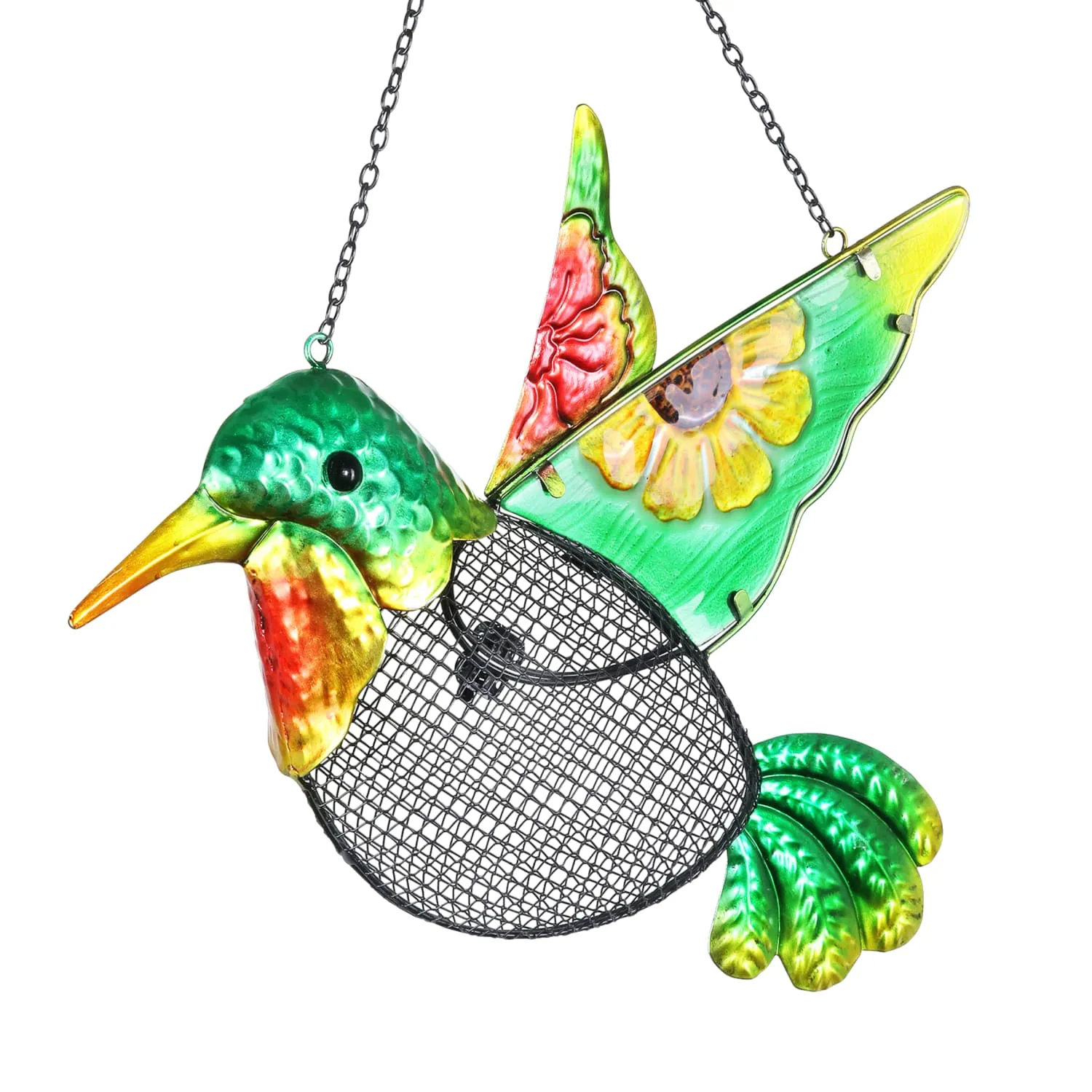 Hummingbird Bird Feeder With Metal Mesh Basket, 15 by 18 Inches