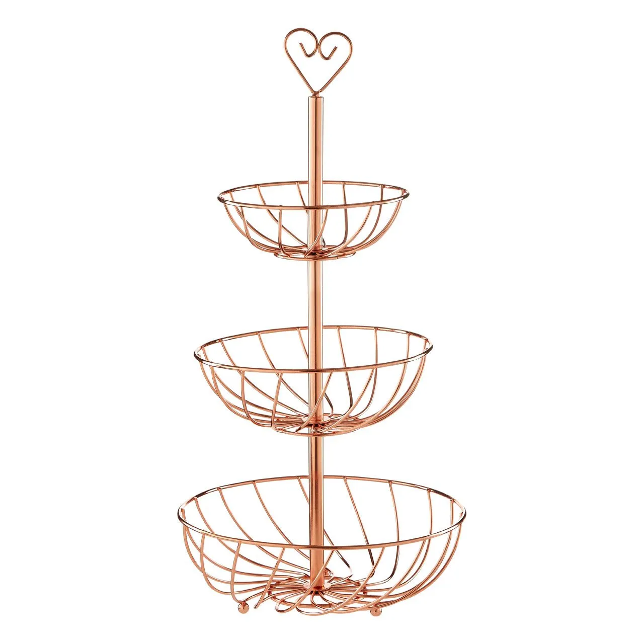 Kitchen Essentials Rose Gold Metal 3 Tier Fruit Display Basket