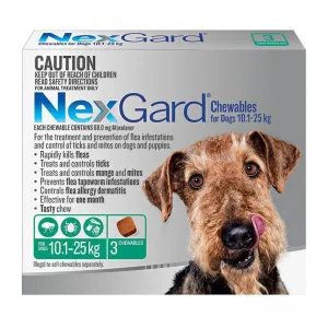 Nexgard Dog 10.1-25kg Green 3 Pack