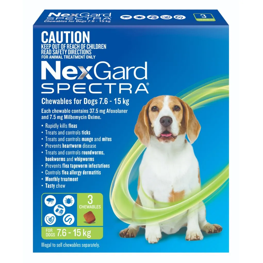 Nexgard Spectra Chews for Dog 7.6-15kg Green