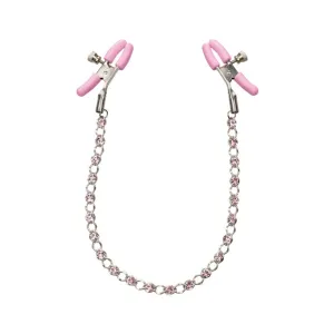 Nipple Play Crystal Chain Nipple Clamps - Pink