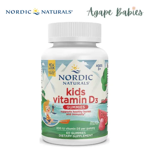 Nordic Naturals Vitamin D3 Gummies KIDS - Wild Watermelon Splash, 60 gums.