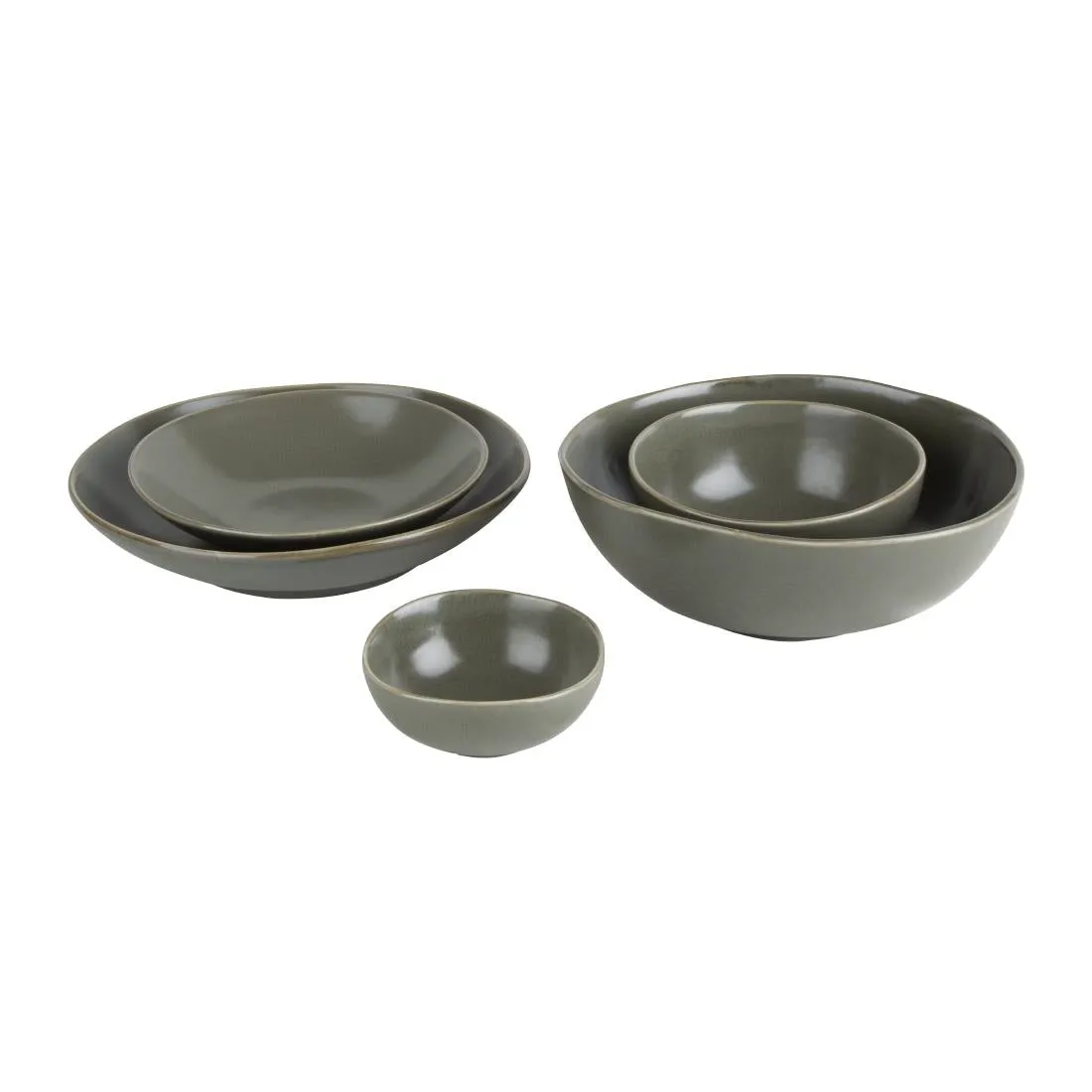 Olympia Build-a-Bowl Flat Bowls Green 250mm (Pack of 4) - FC711