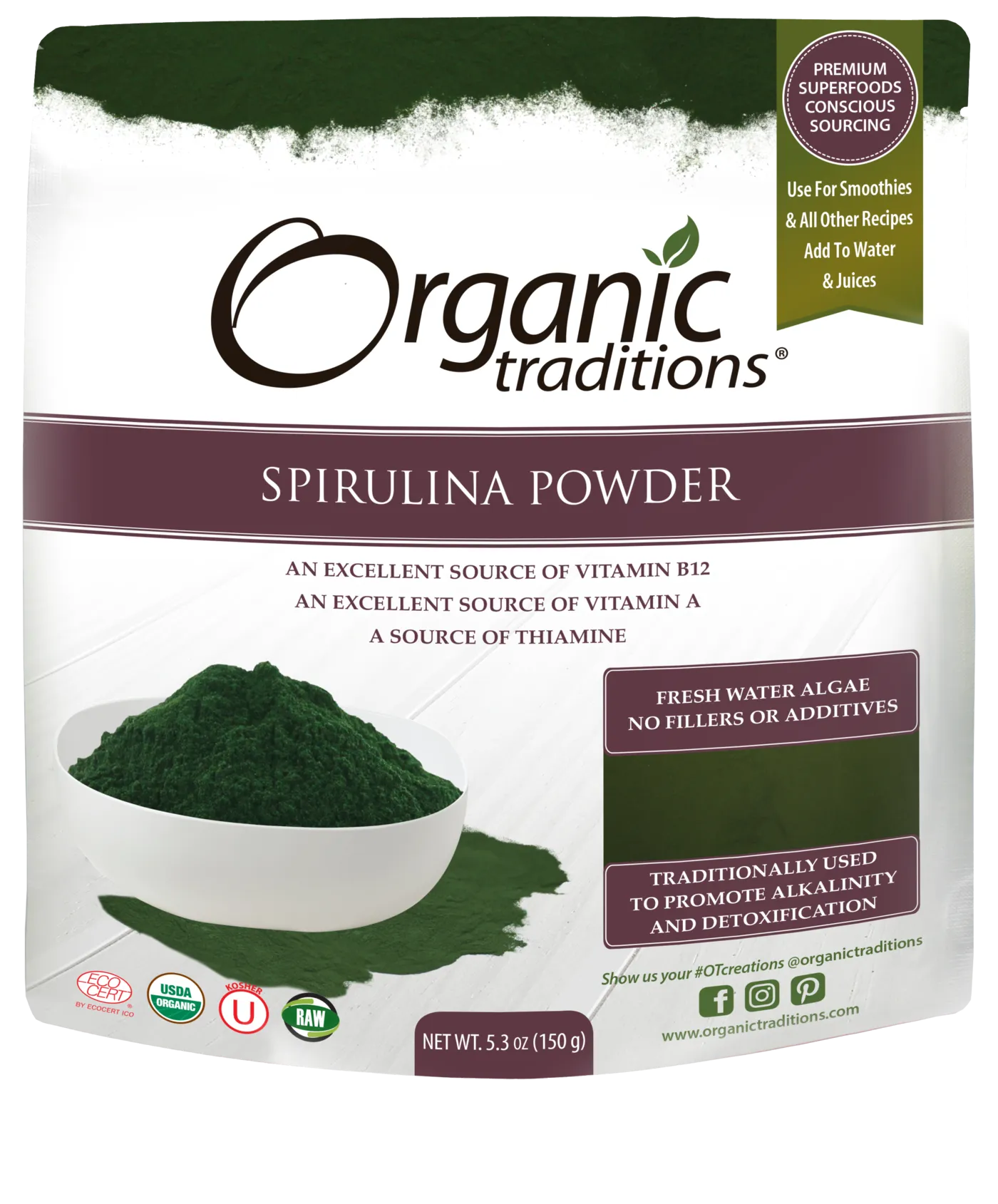 Organic Traditions Spirulina Powder (150g)