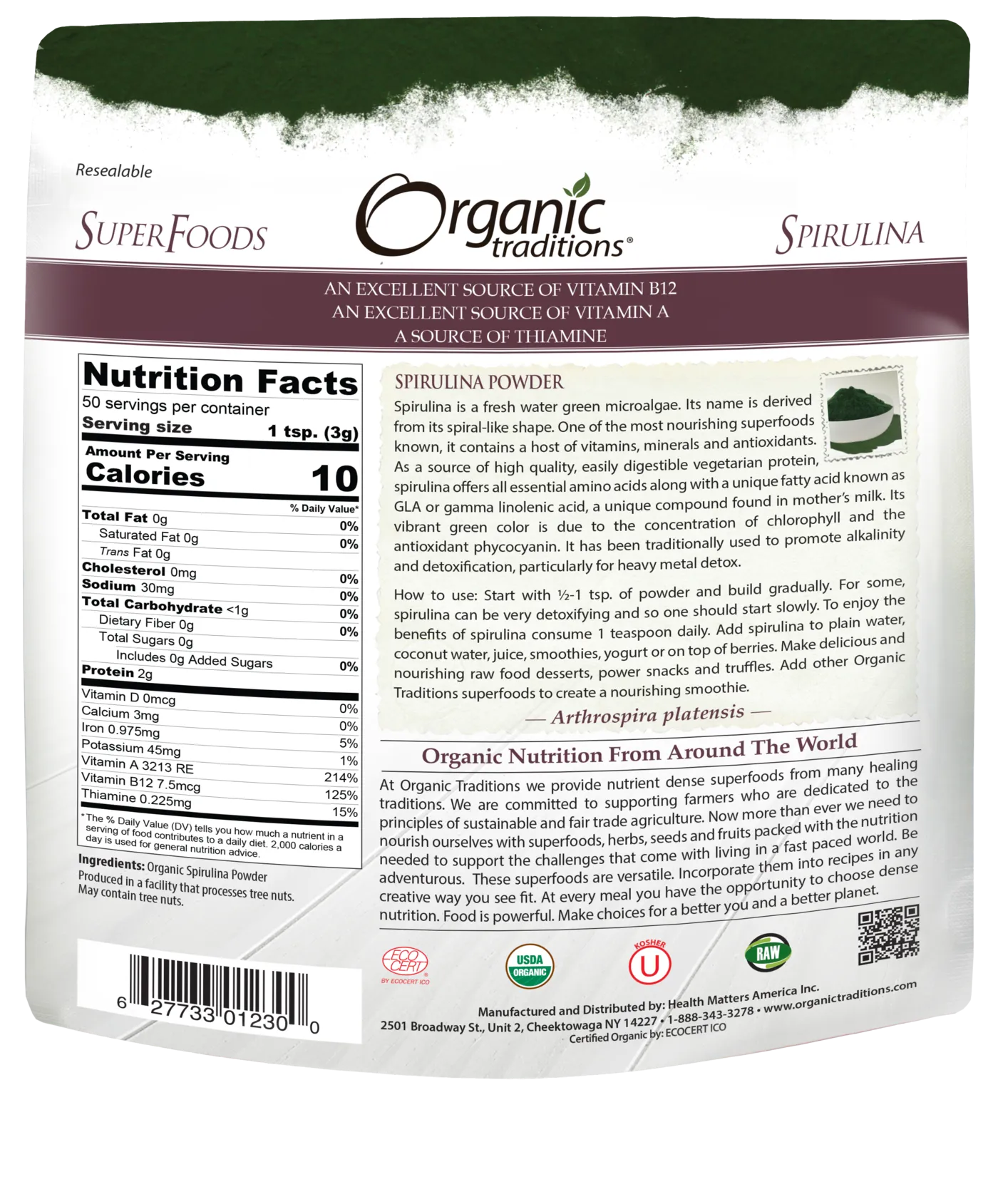 Organic Traditions Spirulina Powder (150g)